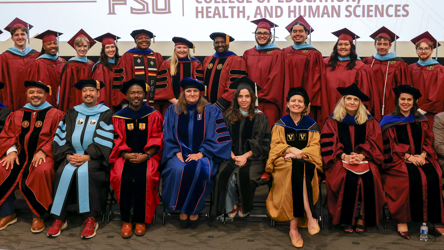 group photo of 2026 master’s and doctoral graduates from the Higher Education program 