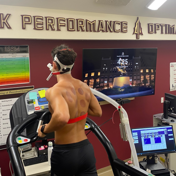 man running on treadmill