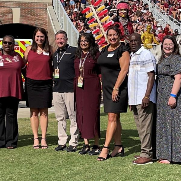 Group photo at stadium