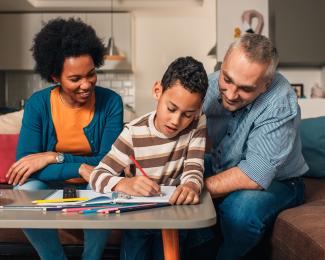 family helping child with homework